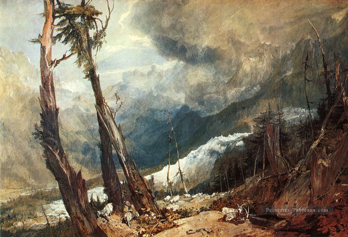 Glacier et source de l’Arveron remontant à la Mer de Glace paysage Turner Peintures à l'huile